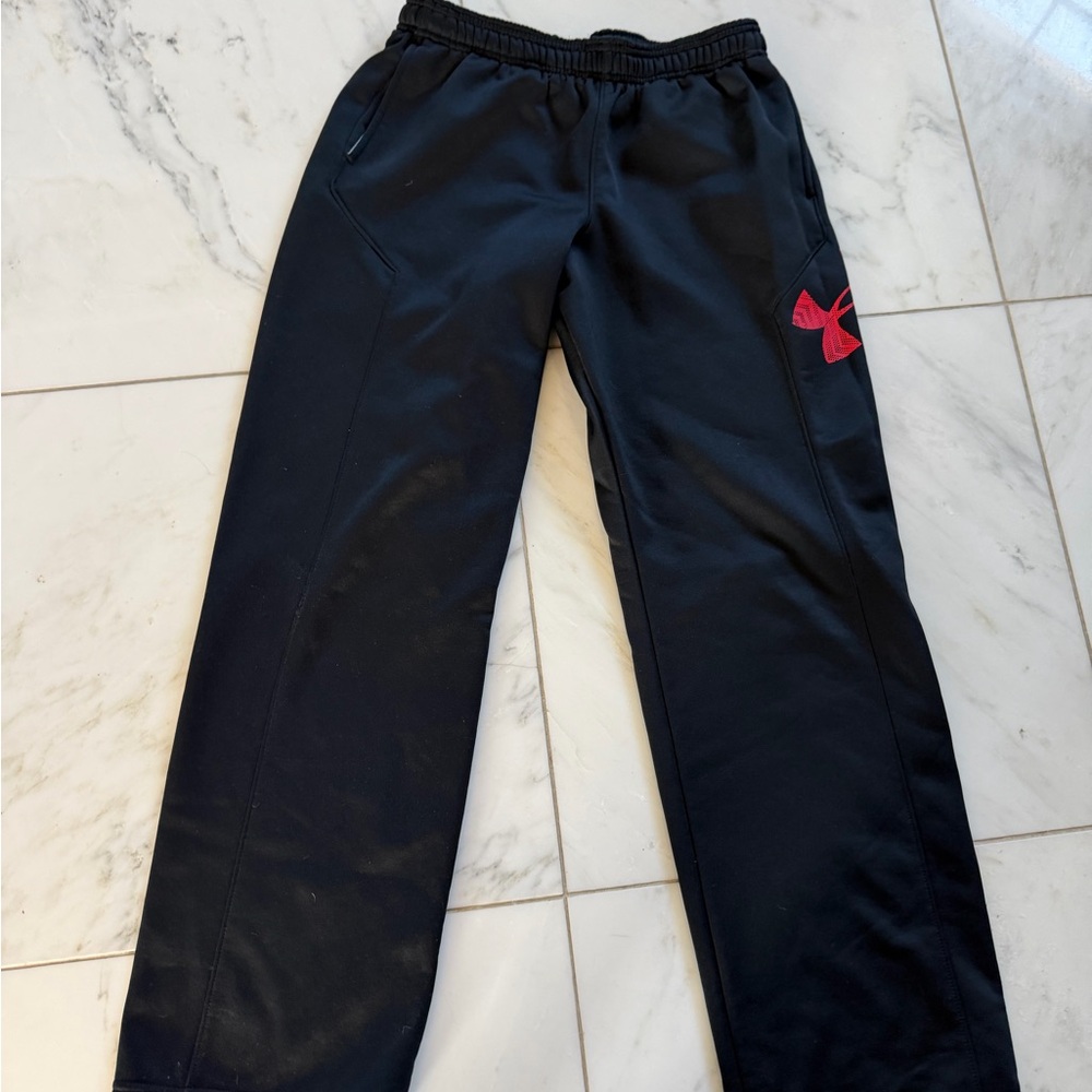 Under Armour Kids Black Joggers with Red Logo